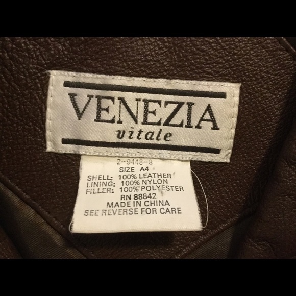 𝅺venezia Vitale Brown Leather Jacket Coat Sz A4 - Picture 7 of 8